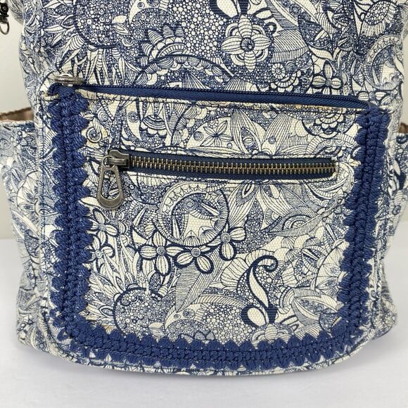 Sakroots Full Size Backpack Purse Bag Blue Cottagecore Travel Boho - Picture 2 of 13